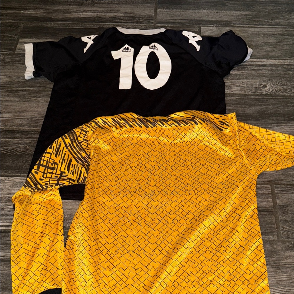 Kappa Black Short-Sleeve Jersey with Yellow Patterned Goalkeeper x2 lot score - Picture 5 of 5
